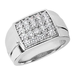 18K White Gold Men's Diamond Ring 1ct 12.1mm