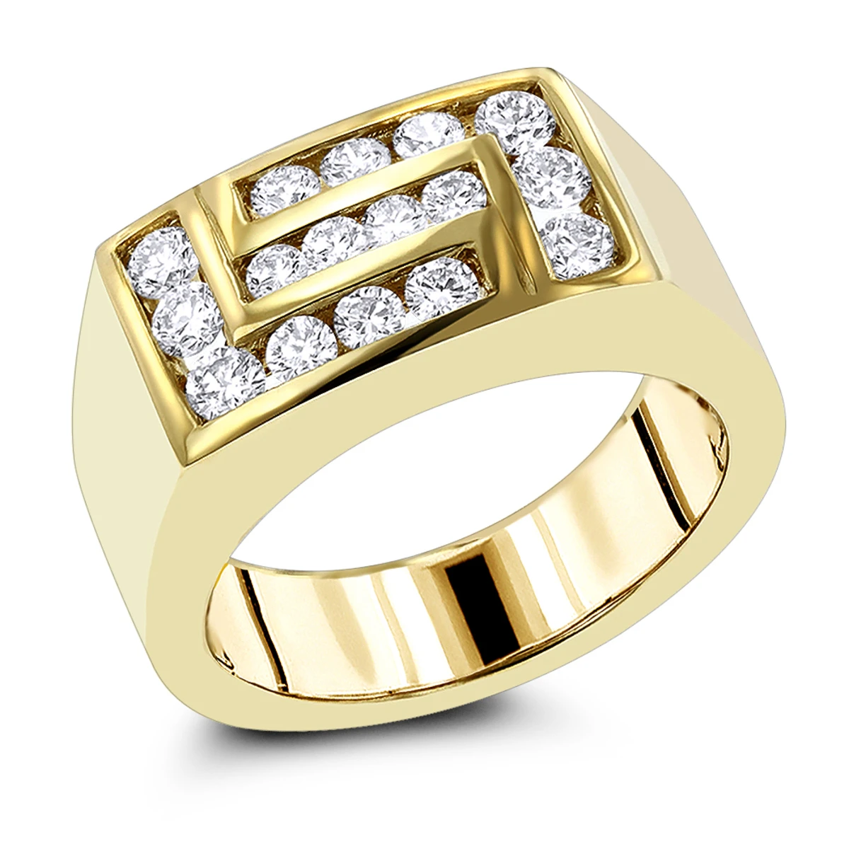18K Yellow Gold Men's Diamond Ring 1ct By Luxurman 3 18K Yellow Gold Men's Diamond Ring 1ct By Luxurman
