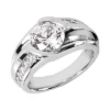 18K White Gold 3 Carat Men's Diamond Ring G/VS Round Diamonds
