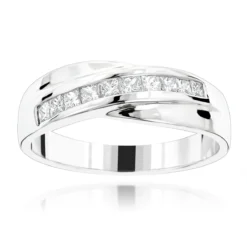 18K White Gold Men's Diamond Wedding Band 1ct