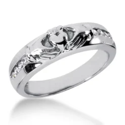 18K White Gold Men's Diamond Wedding Ring 0.24ct 5.3mm