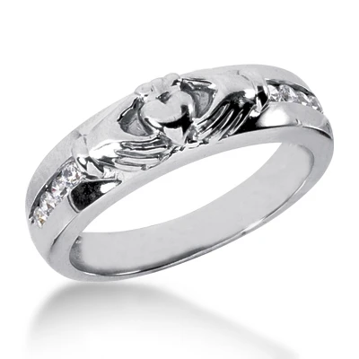 18K White Gold Men's Diamond Wedding Ring 0.24ct 5.3mm 3 18K White Gold Men's Diamond Wedding Ring 0.24ct 5.3mm