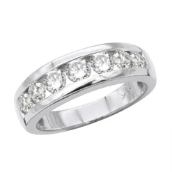 7 Stone Anniversary Band 18K White Gold Men's Or Women's Diamond Wedding Ring 1.5ct
