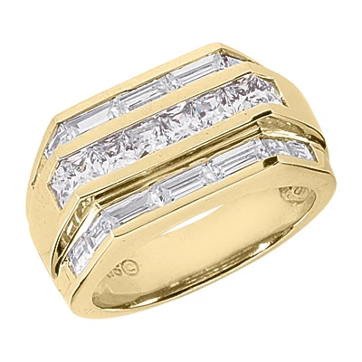 18K White Gold Men's Princess & Baguette Diamonds Ring 2.76ct 4 18K White Gold Men's Princess & Baguette Diamonds Ring 2.76ct - Image 2