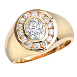 18K Yellow Gold Men's Round & Oval Diamonds Ring 2.06ct -Outlet Bijou Lush Store 18k gold mens round oval diamonds ring 206ct p 31667 ro