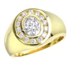 18K Yellow Gold Men's Round & Oval Diamonds Ring 2.06ct