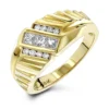 18K Yellow Gold Men's Round & Princess Diamonds Ring 0.63ct