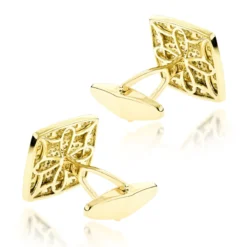 18K Yellow Gold & Round Diamond Designer Cufflinks Men's 3.77ct -Outlet Bijou Lush Store 18k gold round diamond designer cufflinks mens 377ct p 6029 backye