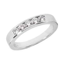 18K White Gold Round Diamond Men's Wedding Band 0.60ct 4.2mm