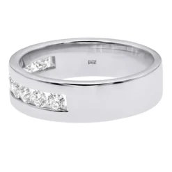 18K White Gold Round Diamond Men's Wedding Ring 0.81ct -Outlet Bijou Lush Store 18k gold round diamond mens wedding ring 081ct p 31191 back white 20221011 20221027