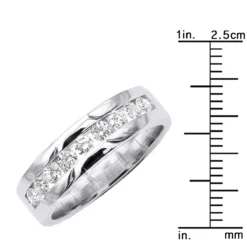 18K White Gold Round Diamond Men's Wedding Ring 0.81ct -Outlet Bijou Lush Store 18k gold round diamond mens wedding ring 081ct p 31191 ruler white 20221011 20221027