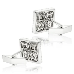 18K White Gold Round & Princess Diamond Designer Cufflinks 4.59ct -Outlet Bijou Lush Store 18k round princess diamond designer cufflinks 459ct p 6028 backwh