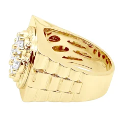 2 Carat Statement Men's Diamond Ring 14K White Gold W Fluted Bezel -Outlet Bijou Lush Store 2 carat statement mens diamond ring in 14k gold w fluted bezel 000953 back yellow 1680236024