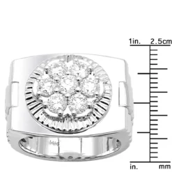 2 Carat Statement Men's Diamond Ring 14K White Gold W Fluted Bezel -Outlet Bijou Lush Store 2 carat statement mens diamond ring in 14k gold w fluted bezel 000953 ruler white 1680236024
