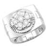 2 Carat Statement Men's Diamond Ring 14K White Gold W Fluted Bezel