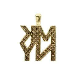 2 Inch Men's Custom Diamond Pendant 14K Yellow Gold 4 Letter Initials 3 Carats -Outlet Bijou Lush Store 2 inch mens custom diamond pendant solid 14k gold 4 letter initials 3 carats 100586 back yellow