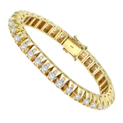 15 Carat Unique Diamond Tennis Bracelet For Men 14K Yellow Gold By Luxurman