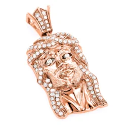 Jesus Head Charm: Mini Jesus Diamond Pendant 0.69ct 10K White Gold -Outlet Bijou Lush Store 205230ro ro