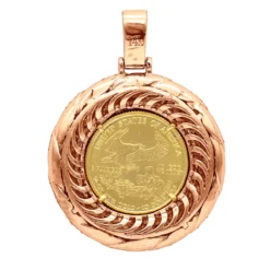 Unique 14K Rose Gold Liberty Coin Diamond Pendant For Men Medallion 3.1ct. -Outlet Bijou Lush Store 24k gold liberty coin necklace diamond medallion pendant for men 3 carats 804046 backro