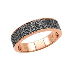 3 Row 10K Black Plated Gold Black Diamond Wedding Band For Men 1.35ct Anniversary Ring -Outlet Bijou Lush Store 3 row 10k gold black diamond wedding band for men 135ct anniversary ring 000928 ro