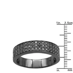 3 Row 10K Black Plated Gold Black Diamond Wedding Band For Men 1.35ct Anniversary Ring -Outlet Bijou Lush Store 3 row 10k gold black diamond wedding band for men 135ct anniversary ring 000928 rulerbl