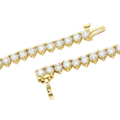 3 Prong Diamond Eternity Chain For Men And Women 14K Yellow Gold Tennis Necklace -Outlet Bijou Lush Store 3mm iced out eternity diamond chain for men women 14k gold tennis necklace 804063 backye