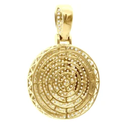 4 Carat Diamond Pendant For Men 14K Yellow Gold Iced Out Round Medallion -Outlet Bijou Lush Store 4 carat diamond pendant for men 14k gold iced out round medallion 803232 back yellow