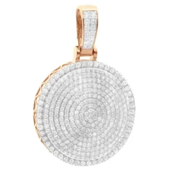 4 Carat Diamond Pendant For Men 14K Yellow Gold Iced Out Round Medallion -Outlet Bijou Lush Store 4 carat diamond pendant for men 14k gold iced out round medallion 803232 rose