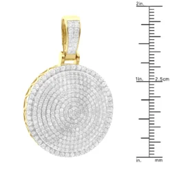 4 Carat Diamond Pendant For Men 14K Yellow Gold Iced Out Round Medallion -Outlet Bijou Lush Store 4 carat diamond pendant for men 14k gold iced out round medallion 803232 ruler yellow