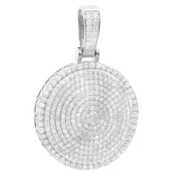 4 Carat Diamond Pendant For Men 14K Yellow Gold Iced Out Round Medallion -Outlet Bijou Lush Store 4 carat diamond pendant for men 14k gold iced out round medallion 803232 white