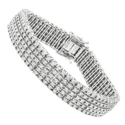 5 Row Men's Diamond Tennis Bracelet In Sterling Silver 1.75 Carat Gold Plted