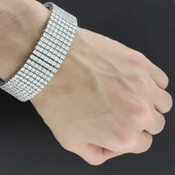 7 Row Diamond Bracelet For Men 1.20ct Sterling Silver -Outlet Bijou Lush Store 7 row diamond bracelet for men 134ct sterling silver 3