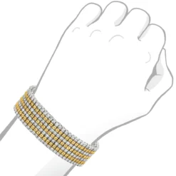 7 Row White And Yellow Diamond Bracelet For Men 1.5ct Sterling Silver -Outlet Bijou Lush Store 7 row white and yellow diamond bracelet for men 15ct sterling silver bod