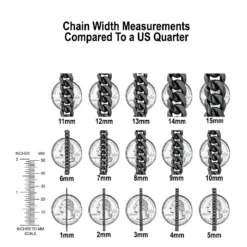14K Yellow Gold Baguette Diamond Cuban Link Chain 12mm 1/2in 52.6ct 16 14K Yellow Gold Baguette Diamond Cuban Link Chain 12mm 1/2in 52.6ct -Outlet Bijou Lush Store Chains Sizing Comparison Coin 14