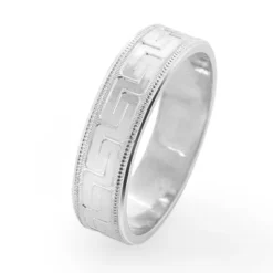 Adorned Wedding Band For Men 14K White Gold -Outlet Bijou Lush Store adorned wedding band for men 14k gold 2