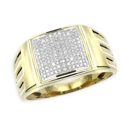 Affordable 10K Yellow Gold Men's Diamond Ring 0.25ct 12mm Wide Wedding Band