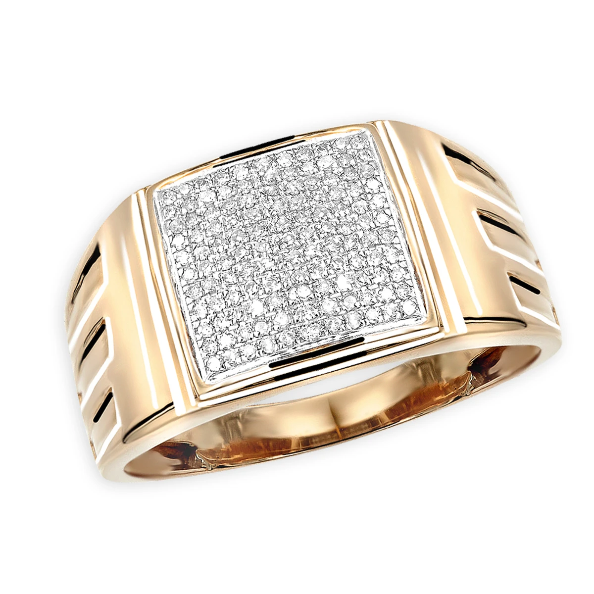 Affordable 10K Yellow Gold Men's Diamond Ring 0.25ct 12mm Wide Wedding Band 5 Affordable 10K Yellow Gold Men's Diamond Ring 0.25ct 12mm Wide Wedding Band - Image 3