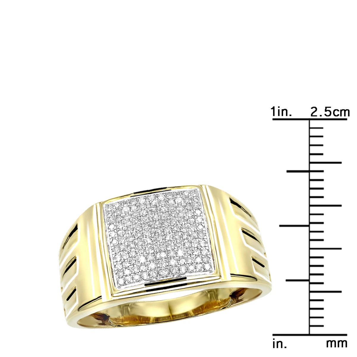 Affordable 10K Yellow Gold Men's Diamond Ring 0.25ct 12mm Wide Wedding Band 8 Affordable 10K Yellow Gold Men's Diamond Ring 0.25ct 12mm Wide Wedding Band - Image 6