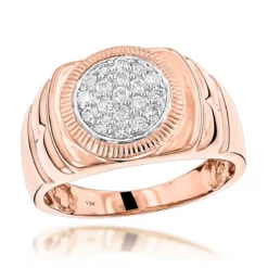 Affordable 10K Yellow Gold Diamond Cluster Ring For Men 1/2ct -Outlet Bijou Lush Store affordable 10k yellow rose white gold diamond cluster ring for men 12ct ro