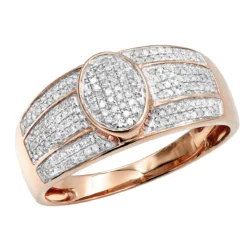 Affordable Men's Diamond Ring 10K Yellow Gold Pave Diamonds Band 0.33ct -Outlet Bijou Lush Store affordable mens diamond ring 10k gold pave diamonds band 0 33ct ro