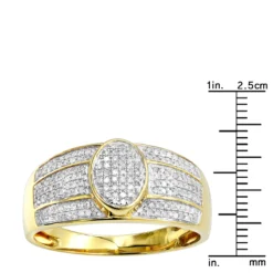 Affordable Men's Diamond Ring 10K Yellow Gold Pave Diamonds Band 0.33ct -Outlet Bijou Lush Store affordable mens diamond ring 10k gold pave diamonds band 0 33ct rulerye