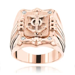 Anchor Nautical 14K Yellow Gold Men's Diamond Ring 0.10 -Outlet Bijou Lush Store anchor nautical jewelry 14k gold mens diamond ring 010 p 6240 ro