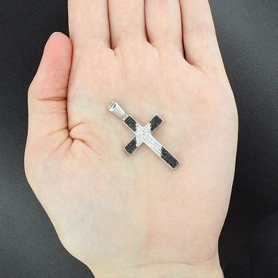 Black And White Diamond Cross Pendant 0.51ct Silver 6 Black And White Diamond Cross Pendant 0.51ct Silver - Image 4