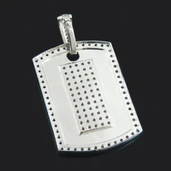 Black And White Diamond Dog Tag Pendant 1.19ct Sterling Silver -Outlet Bijou Lush Store black and white diamond dog tag pendant 119ct sterling silver p 48324back
