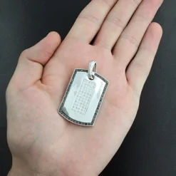 Black And White Diamond Dog Tag Pendant 1.19ct Sterling Silver -Outlet Bijou Lush Store black and white diamond dog tag pendant 119ct sterling silver p 48324box