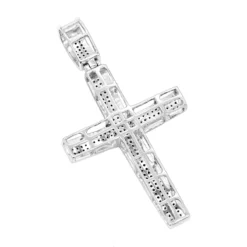 2 Inch Black Diamond Cross Pendant 10K White Gold 0.85ct -Outlet Bijou Lush Store black diamond cross pendant 10k 085ct p 41445 back white