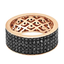 Black Diamond Wedding Ring 10K White Gold Men's Eternity Band By Luxurman 4 Carats -Outlet Bijou Lush Store black diamond wedding ring 10k gold mens eternity band by luxurman 4 carats 001286 back rose