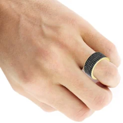 Black Diamond Wedding Ring 10K White Gold Men's Eternity Band By Luxurman 4 Carats -Outlet Bijou Lush Store black diamond wedding ring 10k gold mens eternity band by luxurman 4 carats 001286 body yellow