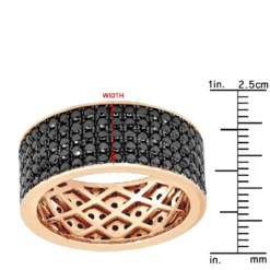 Black Diamond Wedding Ring 10K White Gold Men's Eternity Band By Luxurman 4 Carats -Outlet Bijou Lush Store black diamond wedding ring 10k gold mens eternity band by luxurman 4 carats 001286 ruler rose