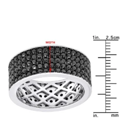 Black Diamond Wedding Ring 10K White Gold Men's Eternity Band By Luxurman 4 Carats -Outlet Bijou Lush Store black diamond wedding ring 10k gold mens eternity band by luxurman 4 carats 001286 ruler white